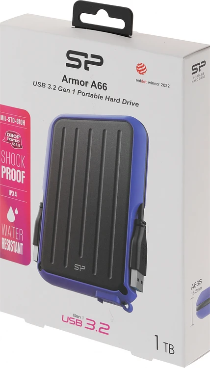 Внешний накопитель Silicon-Power Armor A66 1TB синий (SP010TBPHD66SS3B)