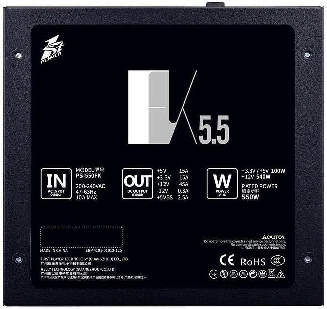 Блок питания 1stPlayer PS-550FK 550W Black (FK-550-BK-EU)
