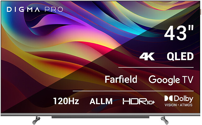 Телевизор Digma Pro QLED 43L черный/серебристый