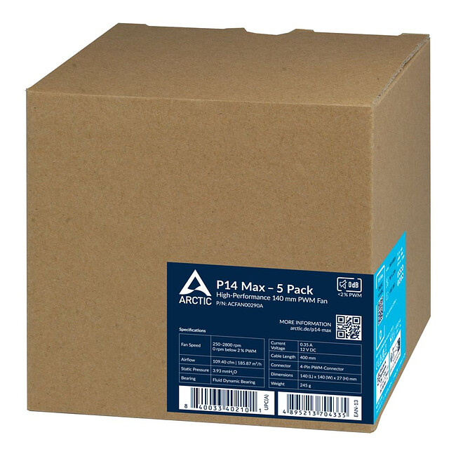 Вентилятор для корпуса Arctic Cooling P14 Max Black 5 Pack (ACFAN00290A)