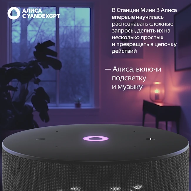 Умная колонка Яндекс Станция Мини 3 черный (YNDX-00027BLK)