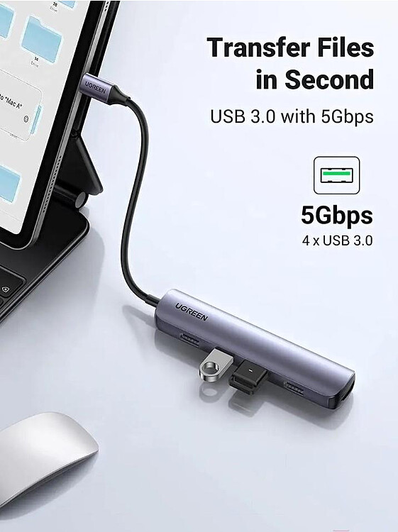 USB-хаб Ugreen CM417-20197 Space Gray (20197)