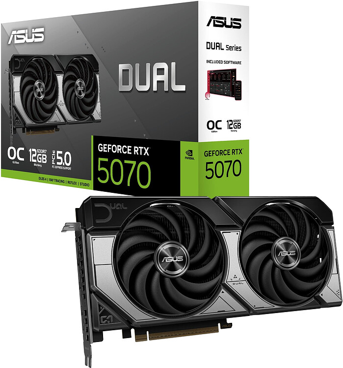 Видеокарта Asus Dual GeForce RTX 5070 12GB GDDR7 OC Edition DUAL-RTX5070-O12G (90YV0M17-M0NA00)