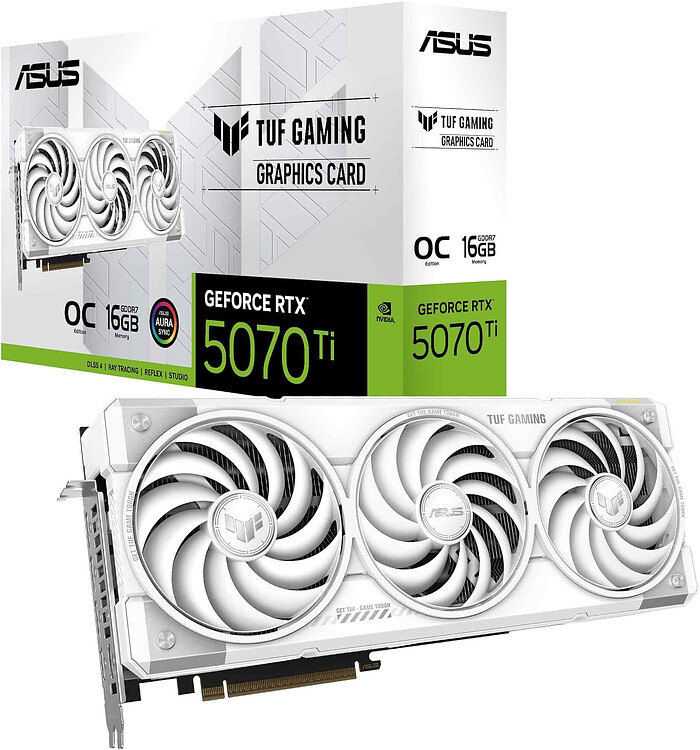 Видеокарта ASUS TUF Gaming GeForce RTX 5070 Ti OC 16GB GDDR7 White TUF-RTX5070TI-O16G-WHITE-GAMING (90YV0MD3-M0NA00)
