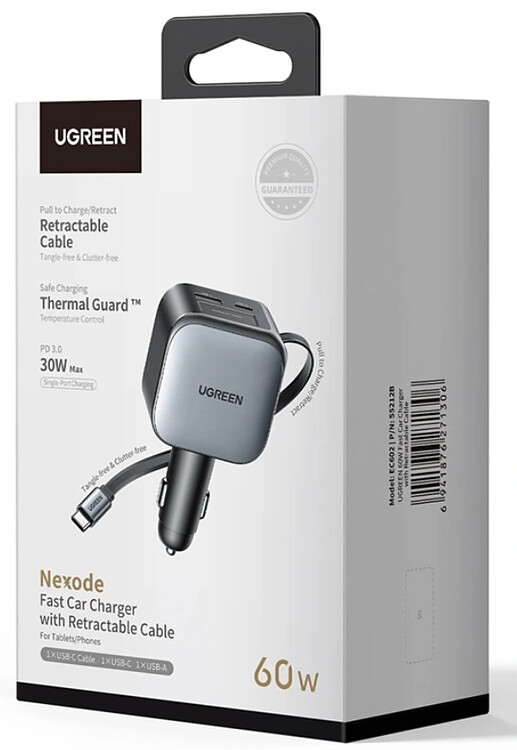Автомобильное зарядное устройство Ugreen EC602 Grey (55212B)