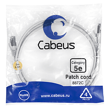Патч-корд Cabeus PC-FTP-RJ45-Cat.5e-2m-LSZH серый