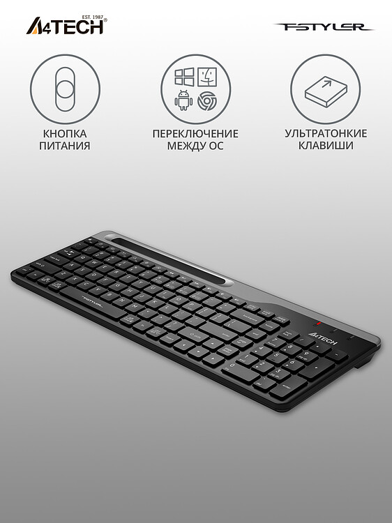 Клавиатура A4Tech Fstyler черный/серый (FBK25)