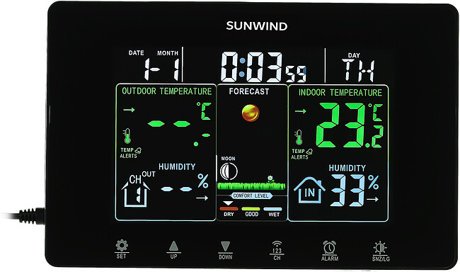 Метеостанция Sunwind SW-WSH160-COLOR черный