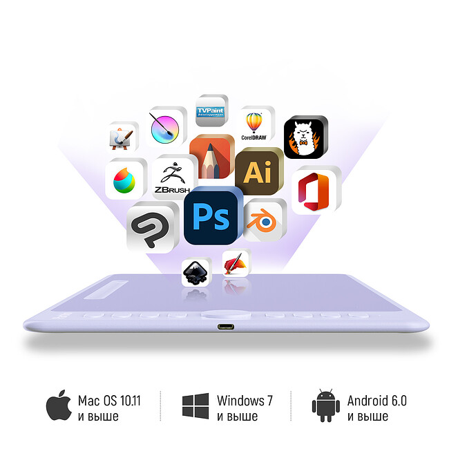 Графический планшет Parblo Intangbo M Purple