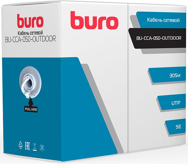 Кабель сетевой Buro BU-CCA-050-OUTDOOR cat5E 305м черный