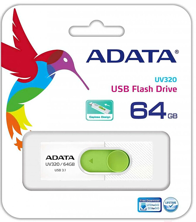 USB Flash-накопитель A-Data AUV320-64G-RWHGN 64GB белый/зеленый