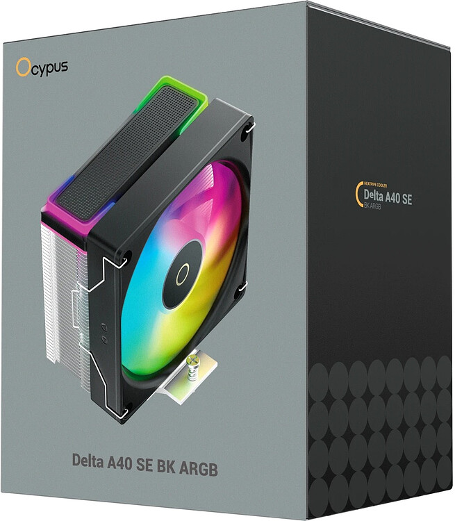 Кулер для процессора Ocypus Delta A40 SE BK ARGB черный (Delta-A40-BK1AAWN00S-GL)