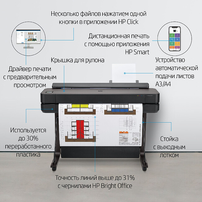 Плоттер HP DesignJet T650 (5HB10A)