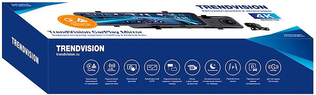Автомобильный видеорегистратор TrendVision CarPlay Mirror черный