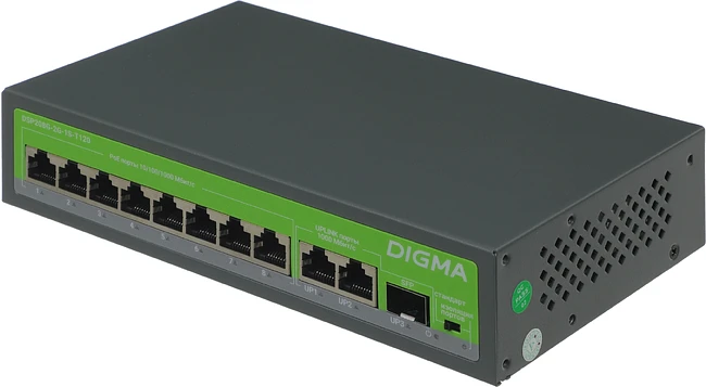 Коммутатор Digma DSP208G-2G-1S-T120