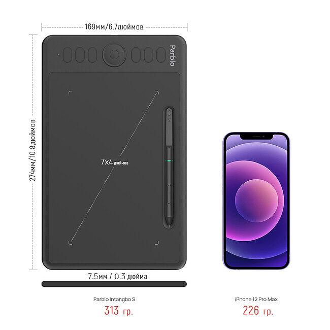Графический планшет Parblo Intangbo S черный