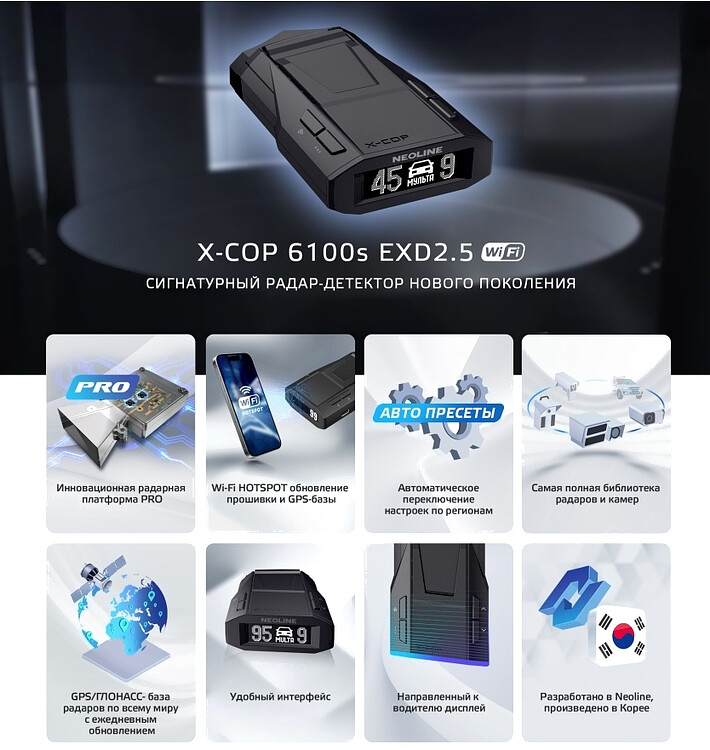 Радар-детектор Neoline X-COP 6100s EXD2.5 Wi-Fi