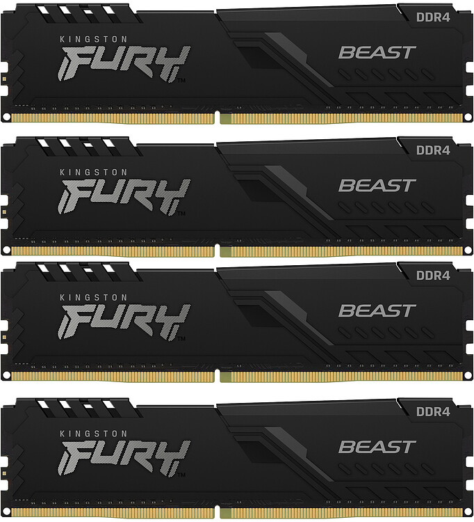 Оперативная память Kingston Fury Beast Black 4x32GB DDR4 (KF432C16BBK4/128)