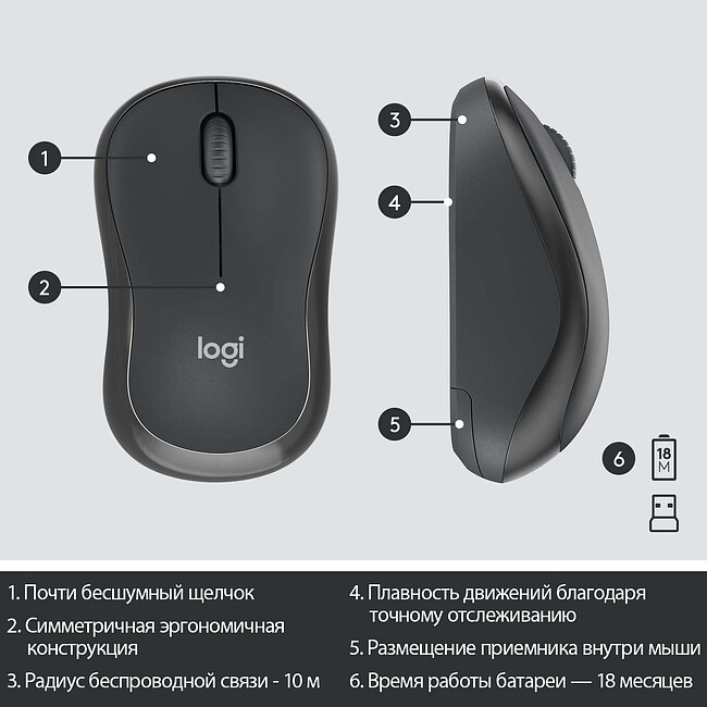 Набор периферии Logitech MK295 Silent черный (920-009807)
