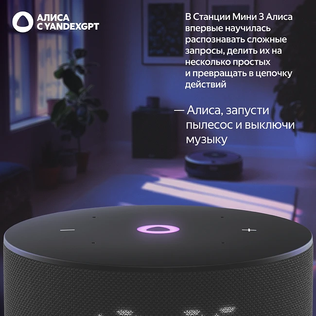 Умная колонка Яндекс Станция Мини 3 черный (YNDX-00027BLK)