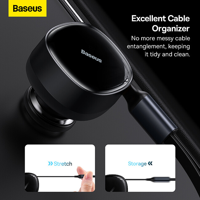 Автомобильное зарядное Baseus Enjoyment Retractable 2-in-1+C 33W Black (C00035500111-00)