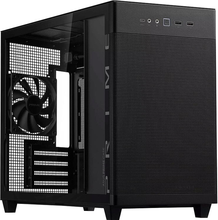 Корпус ASUS PRIME AP201 Tempered Glass mATX без БП Black (90DC00G0-B39010)