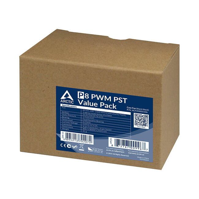 Комплект вентиляторов для корпуса Arctic P8 PWM PST Black (ACFAN00154A)