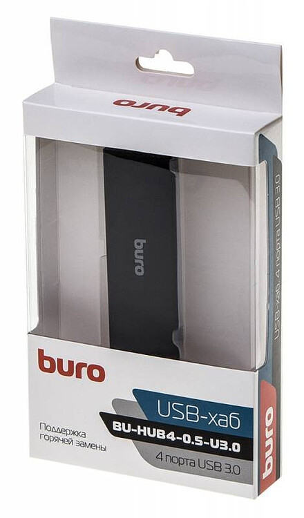 USB-хаб Buro BU-HUB4-0.5-U3.0 черный