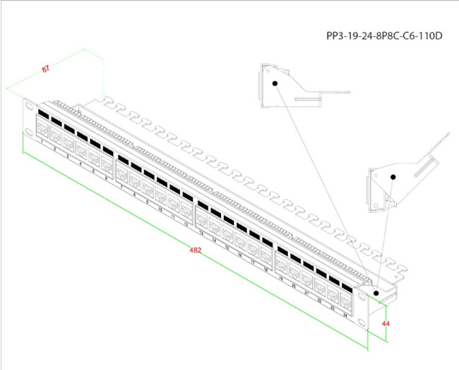Патч-панель Hyperline PP3-19-24-8P8C-C6-110D