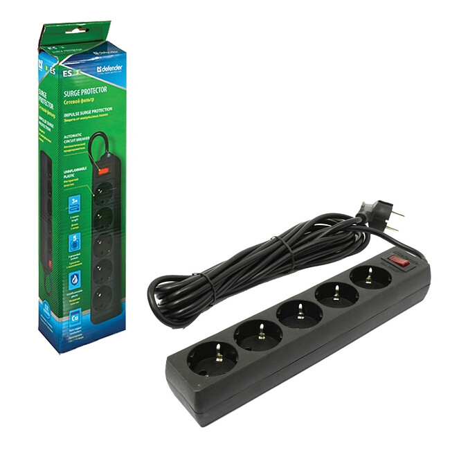 Сетевой фильтр Defender ES 99486 черный