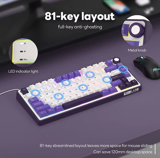 Клавиатура Royal Kludge R75 Brown switch/Blackberry