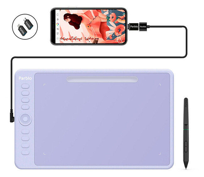 Графический планшет Parblo Intangbo M Purple