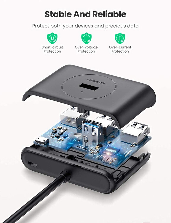 USB-хаб Ugreen CR113-20290 Black (20290)