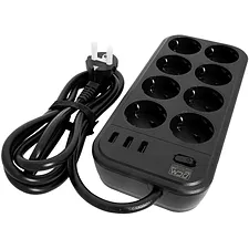 Сетевой фильтр Powercom SP-08 USB03AB 1.8м 8 розеток черный Сетевой фильтр Powercom SP-08 USB03AB 1.8м 8 розеток черный