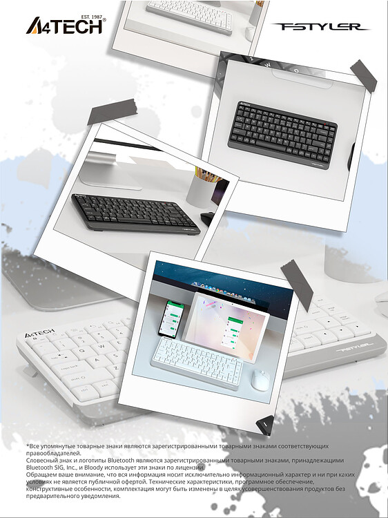 Клавиатура A4Tech Fstyler белый (FBK11)