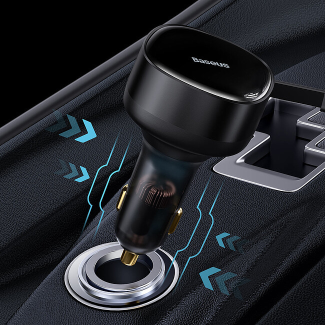 Автомобильное зарядное Baseus Enjoyment Retractable 2-in-1+C 33W Black (C00035500111-00)