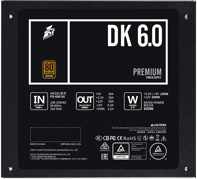 Блок питания 1stPlayer PS-600AX 600W черный (DKPM-BRZ-600-BK-EU)