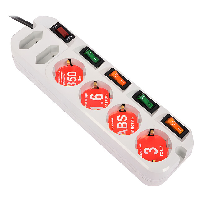 Сетевой фильтр Most ARG 1.6м 6 розеток пакет ПЭ ARG-Б 1,6 белый Сетевой фильтр Most ARG 1.6м 6 розеток пакет ПЭ ARG-Б 1,6 белый
