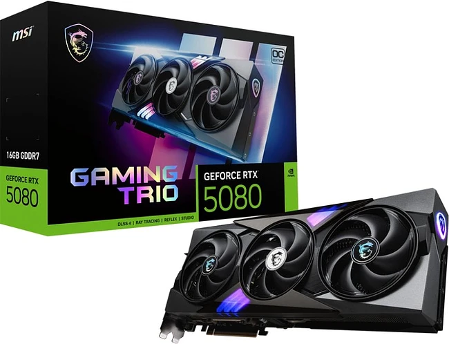 Видеокарта MSI GeForce RTX 5080 Gaming Trio OC 16GB GDDR7