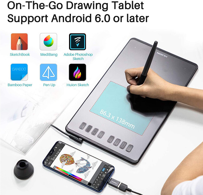 Графический планшет Huion Inspiroy черный (H950P)