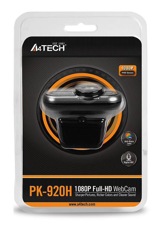 Веб-камера A4Tech PK-920H черный/серый