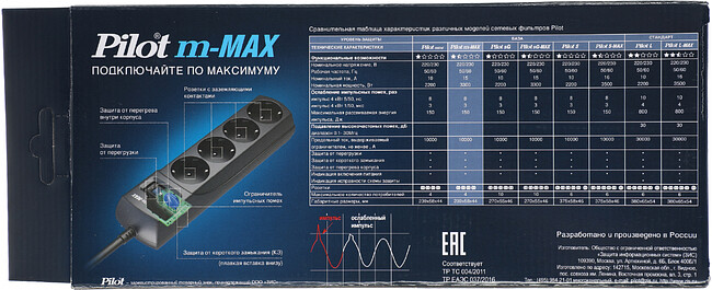 Сетевой фильтр ZIS Pilot m Max 4 euro outlets 3m Black