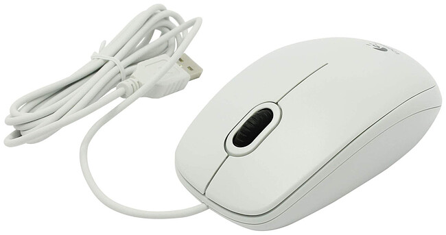 Мышь Logitech B100 Optical USB Mouse White (910-003360)