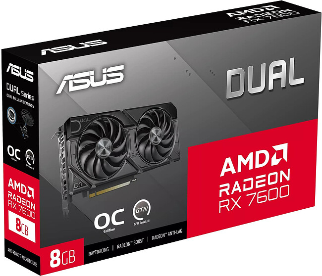 Видеокарта ASUS Dual Radeon RX 7600 EVO OC Edition 8GB GDDR6 DUAL-RX7600-O8G-EVO (90YV0LD0-M0NA00)