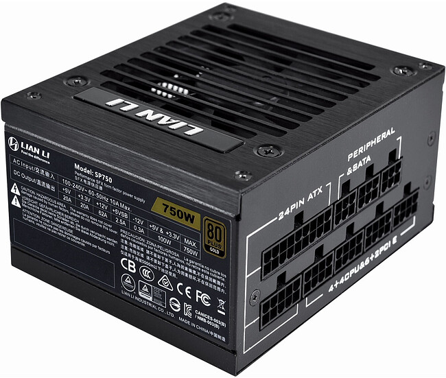 Блок питания Lian Li SP750 750W черный (G89.SP750B.00EU)