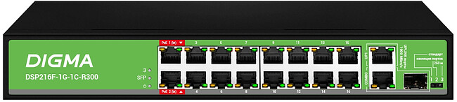 Коммутатор Digma DSP216F-1G-1C-R300