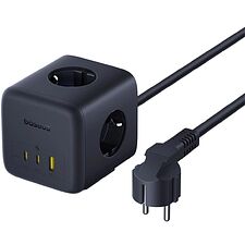 Удлинитель Baseus 00082100123-00 EnerFill FA11 Cube Power Strip 3AC+1U+1C 67W 1.5m EU Cosmic Black (EFMF67-EU)