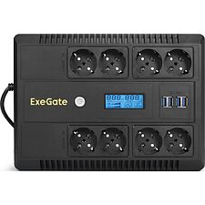 Источник бесперебойного питания ExeGate NEO Smart LHB-1000.LCD.AVR.8SH.CH.USB (EX293858RUS)