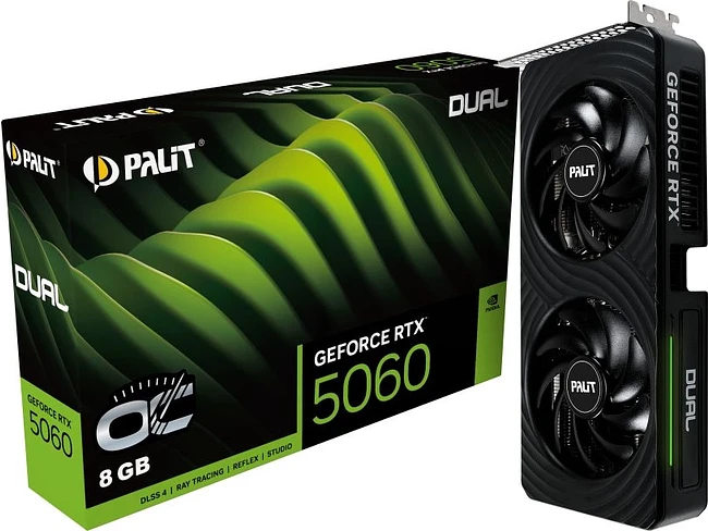 Видеокарта Palit GeForce RTX 5060 Dual OC 8GB GDDR7 (NE75060S19P1-GB2063D)