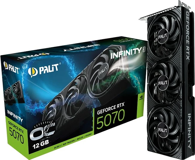 Видеокарта Palit GeForce RTX 5070 Infinity 3 OC 12GB GDDR7 (NE75070S19K9-GB2050S)
